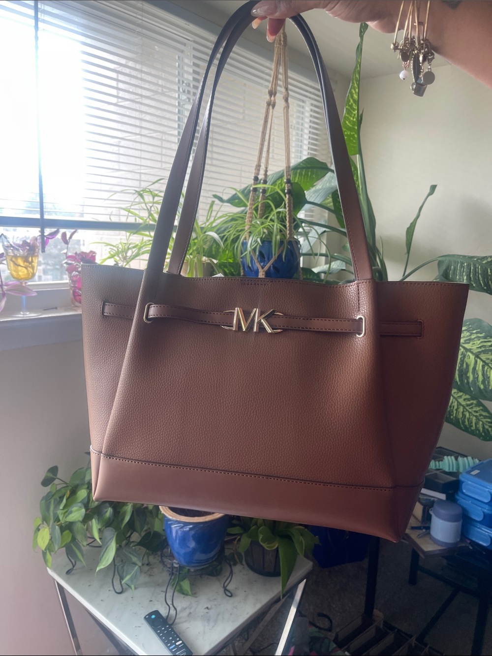 Michael Kors Chestnut Brown Pebbled Leather MK Tote